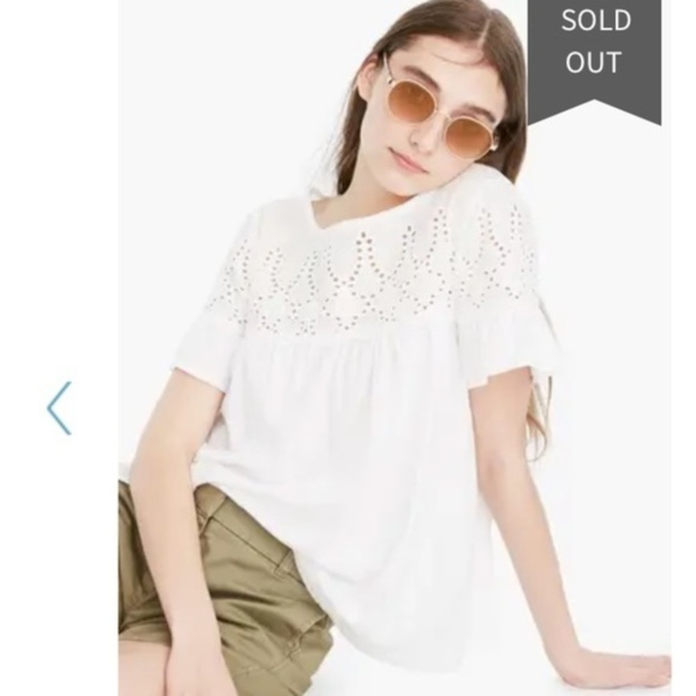 J. Crew Flutter sleeve eyelet babydoll top XS SM​